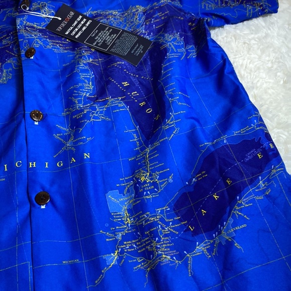 Michigan-Great Lakes Map Button Down Shirt-New-M - Picture 3 of 6